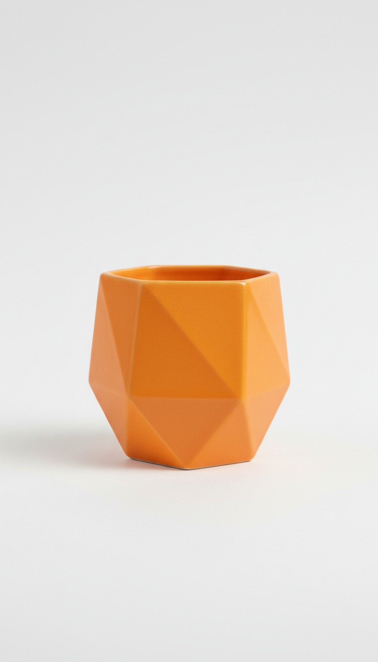 Sunset Orange Geometric Ceramic Cup